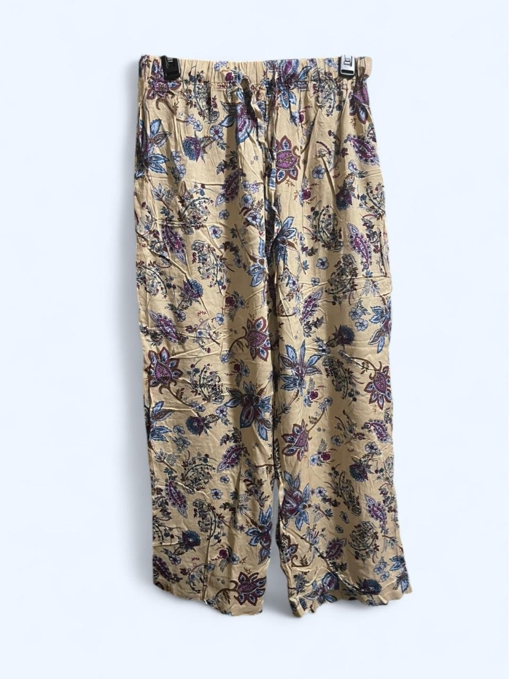 BocaBay Womens Beige Floral Wide Leg Pants - Relaxed Fit